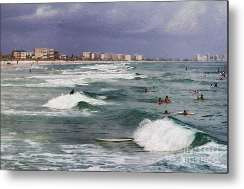 Beach Metal Print featuring the photograph Busy Day In The Surf by Deborah Benoit