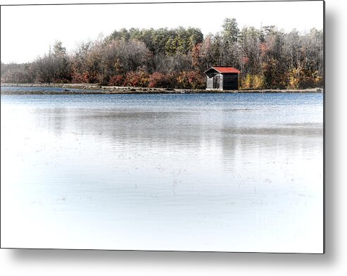 Cabin Metal Print featuring the photograph Cabin on a Lake by Olivier Le Queinec