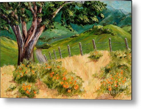 Flowers Metal Print featuring the painting California Poppies by Terry Taylor