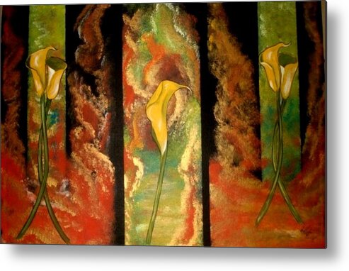 Sunrise Metal Print featuring the painting Calla Lilly Sunrise by Cindy Micklos