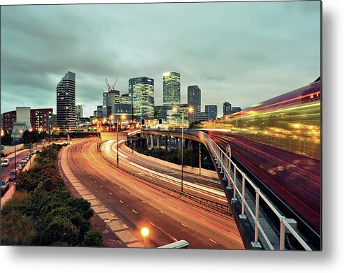 Built Structure Metal Print featuring the photograph Canary Wharf by Thank You For Choosing My Work.