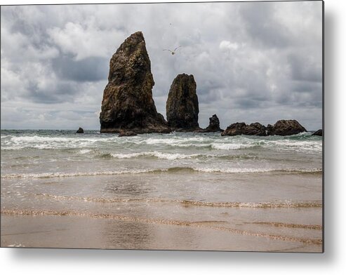 Cannon Beach Metal Print featuring the photograph Cannon Beach Clouds 0068 by Kristina Rinell