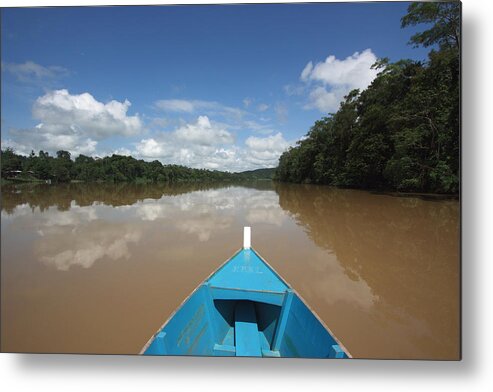 Feb0514 Metal Print featuring the photograph Canoeing On Kinabatangan River Sabah by Hiroya Minakuchi