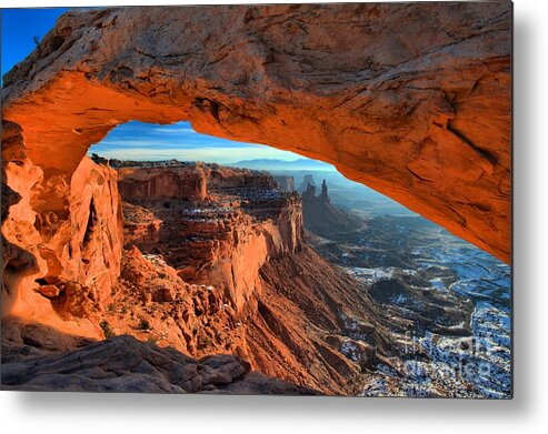 Mesa Arch Sunrise Metal Print featuring the photograph Canyonlands Frame by Adam Jewell