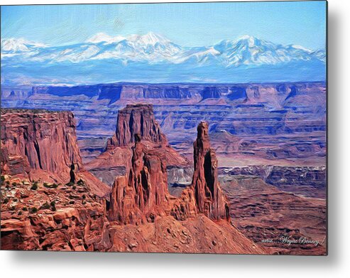 Landscapes Metal Print featuring the painting Canyonlands by Wayne Bonney