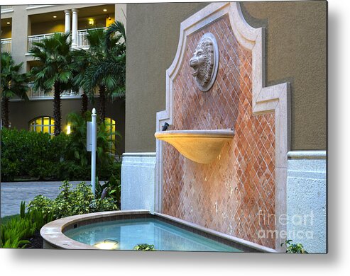 Cape Coral Metal Print featuring the photograph Cape Coral Florida fountain by Timothy Lowry