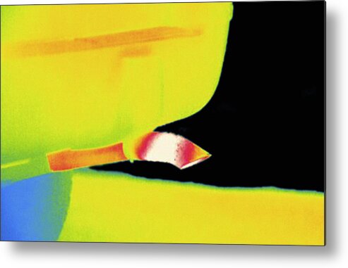 Car Metal Print featuring the photograph Car Exhaust Pipe, Thermogram by Science Stock Photography