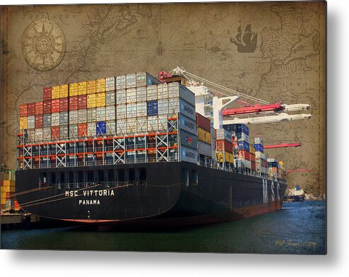 Ship Metal Print featuring the photograph Cargo Vessel by Bill Jonas