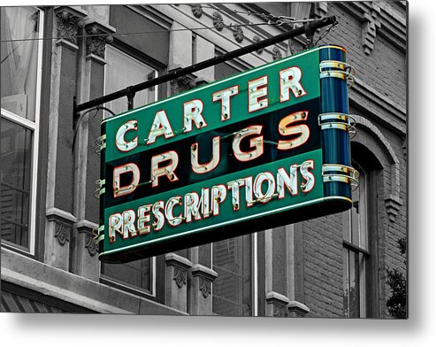 Neon Metal Print featuring the photograph Carter Prescription Drugs by Daniel Woodrum