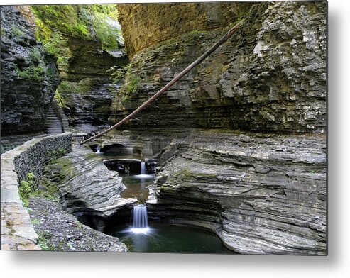 Canyon Metal Print featuring the photograph Cascading Wirlpools in Watkins Glen by Gene Walls