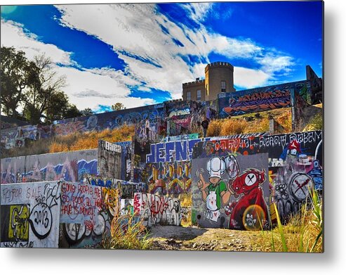 Colorful Metal Print featuring the photograph Austin Castle and Graffiti Hill by Kristina Deane