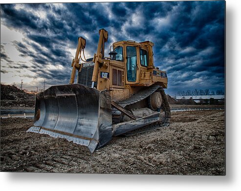 Bulldozer Metal Print featuring the photograph Cat Bulldozer by Mike Burgquist