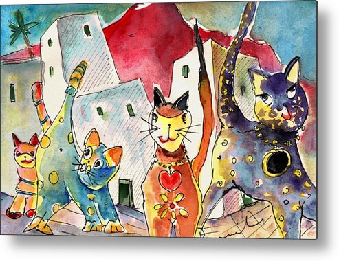 Travel Metal Print featuring the painting Cat Town in Lanzarote by Miki De Goodaboom