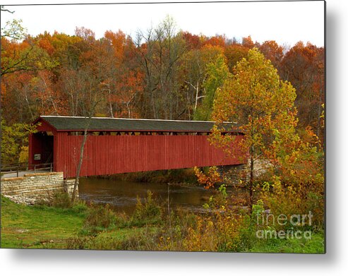 Covered Bridge Metal Print featuring the photograph Cataract Bridge by Jim McCain