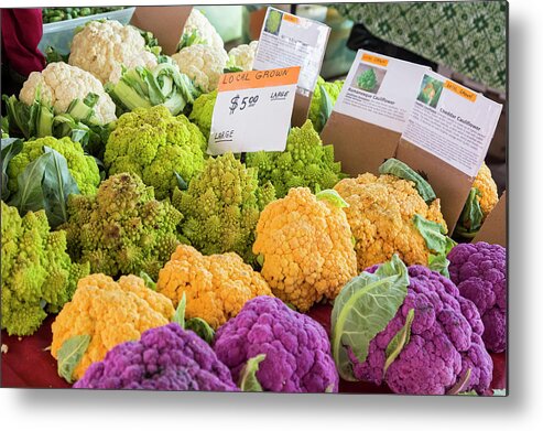 Nobody Metal Print featuring the photograph Cauliflower Market Stall by Jim West