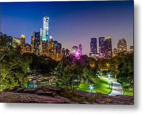 Ny Metal Print featuring the photograph Central Park Late at Night by Val Black Russian Tourchin