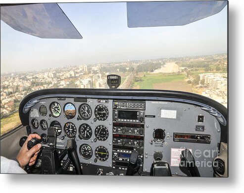 Takeoff Metal Print featuring the photograph Cessna Skyhawk at takeoff by Shay Levy