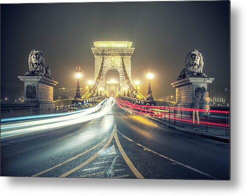 Europe Metal Print featuring the photograph Chain Bridge Budapest by Zsolt Hlinka