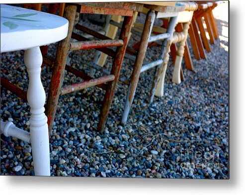 Chairs Metal Print featuring the photograph Chairs In A Row by Jacqueline Athmann
