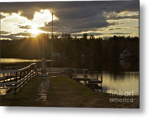 Sunset; Lake; Cyndi's Dockside; Poland Metal Print featuring the photograph Changing Skies by Alice Mainville