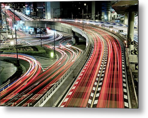 Night Metal Print featuring the photograph Chaotic Traffic by Koji Tajima