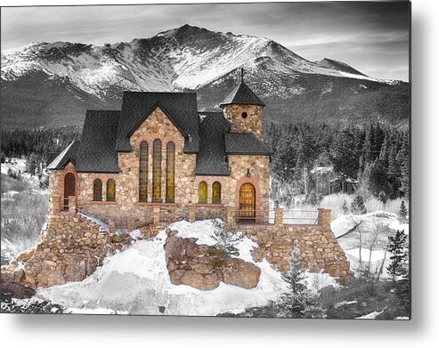 Chapel On The Rock Metal Print featuring the photograph Chapel on the Rock BWSC by James BO Insogna