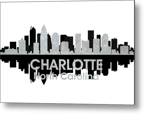 City Silhouette Metal Print featuring the mixed media Charlotte NC 4 by Angelina Tamez