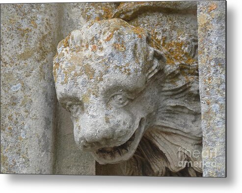 Chartres Metal Print featuring the photograph Chartres Cathedral Carved Head by Deborah Smolinske