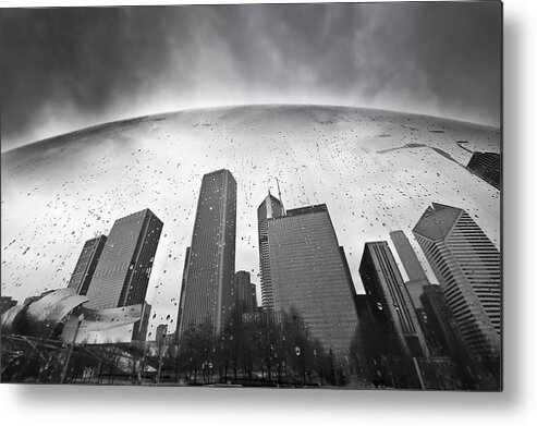 Chicago Metal Print featuring the photograph Chicago Black and White Photography by Darius Aniunas