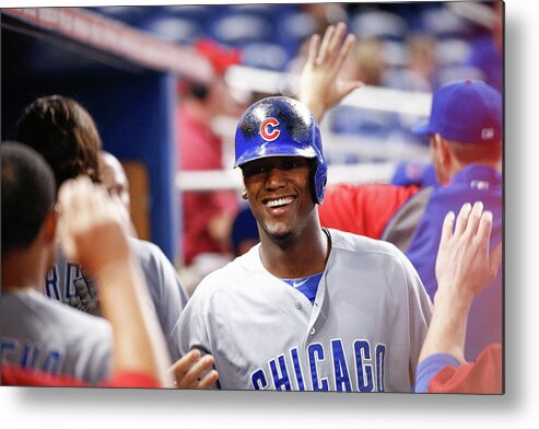 Second Inning Metal Print featuring the photograph Chicago Cubs V Miami Marlins by Rob Foldy