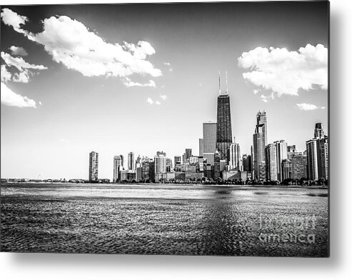 2012 Metal Print featuring the photograph Chicago Lakefront Skyline Black and White Picture by Paul Velgos