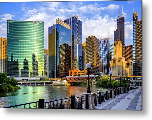 Chicago River Metal Print featuring the photograph Chicago River & Willis Tower by Carl Larson Photography