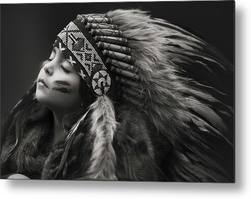 Native American Metal Print featuring the photograph Chief Of Her Dreams by Carmit Rozenzvig