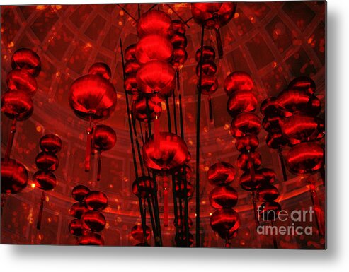 Abstract Metal Print featuring the photograph Chinese Lanterns by Julie Lueders 