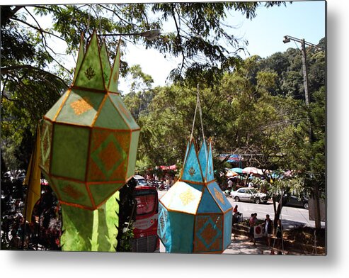 Chiang Metal Print featuring the photograph Chinese Lanterns - Wat Phrathat Doi Suthep - Chiang Mai Thailand - 01135 by DC Photographer