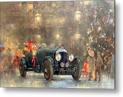 Motor Car Metal Print featuring the painting Christmas Bentley by Peter Miller