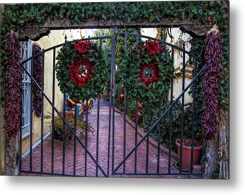 Old Town Albuquerque Metal Print featuring the photograph Christmas Gate by Diana Powell