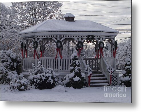 Gazebo Metal Print featuring the photograph Christmas in Connecticut by Michelle Welles
