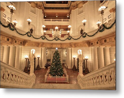 Harrisburg Metal Print featuring the photograph Christmas in the Rotunda by Shelley Neff