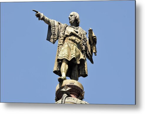 Ancient Metal Print featuring the photograph Christopher Columbus Day Statue by Brandon Bourdages