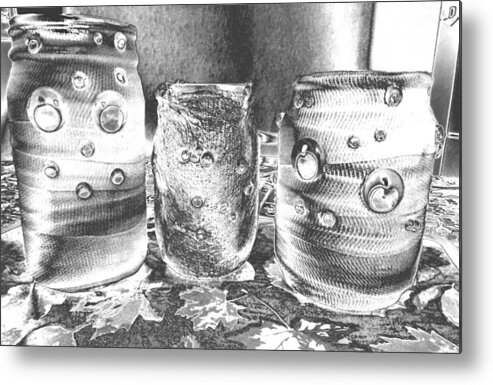 3 #candle #mummies With #googly Eyes All #chromed Up And Waiting For A Light My Contribution To Fall And #halloween 2013 Metal Print featuring the photograph Chromed HALLOWEEN Mummies by Belinda Lee