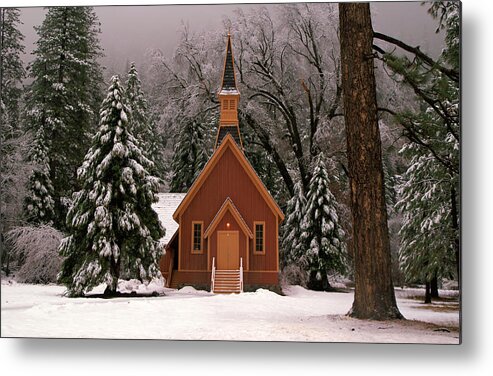 Church Metal Print featuring the photograph Church in the Snow by Daniel Woodrum