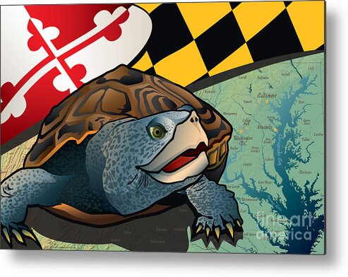 Chesapeake Bay Metal Print featuring the digital art Citizen Terrapin Maryland's Turtle by Joe Barsin