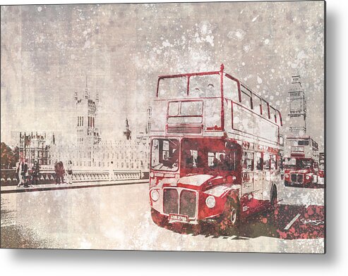 British Metal Print featuring the photograph City-Art LONDON Red Buses II by Melanie Viola