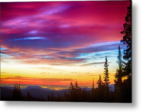 Beautiful Metal Print featuring the photograph City Lights Sunrise View From Rollins Pass by James BO Insogna