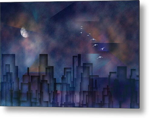 Abstract Metal Print featuring the digital art City Night by Bruce Rolff