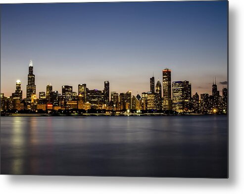 Chicago Skyline Metal Print featuring the photograph Classic Chicago skyline at dusk by Sven Brogren