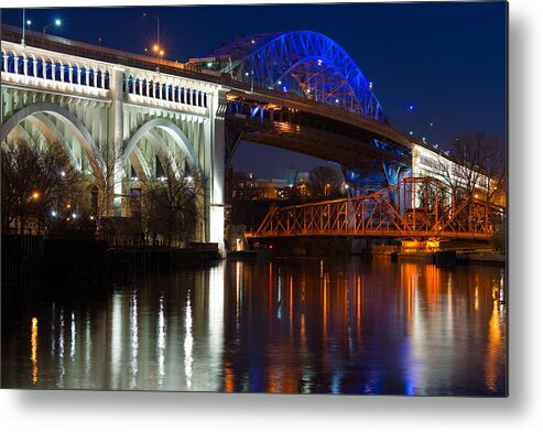 Cleveland Metal Print featuring the photograph Cleveland Bridge Reflections by Clint Buhler