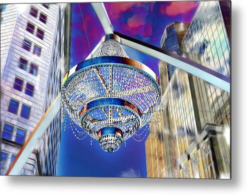 Playhouse Square Metal Print featuring the photograph Cleveland Playhouse Square Outdoor Chandelier - 1 by Mark Madere