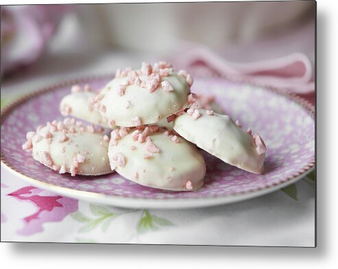 West Yorkshire Metal Print featuring the photograph Close Up Of Plate Of Cookies by Debby Lewis-harrison